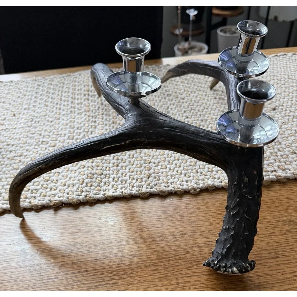 Pottery Barn Faux‎ Antler Candle Holder Candlesticks Candelabra Rustic